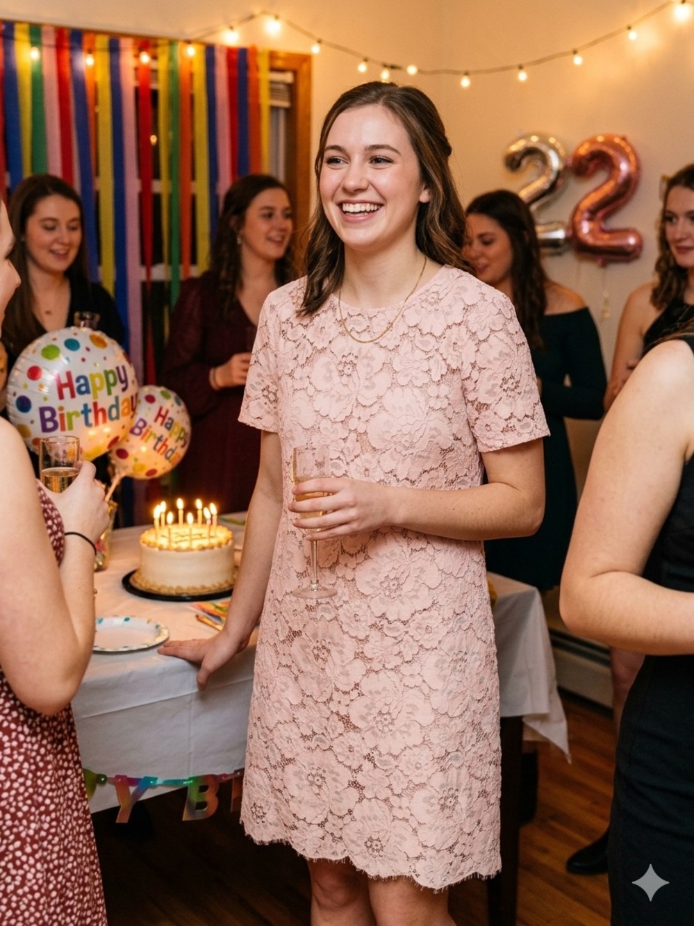 BCBGMaxAzria Blush Pink Lace Party Dress